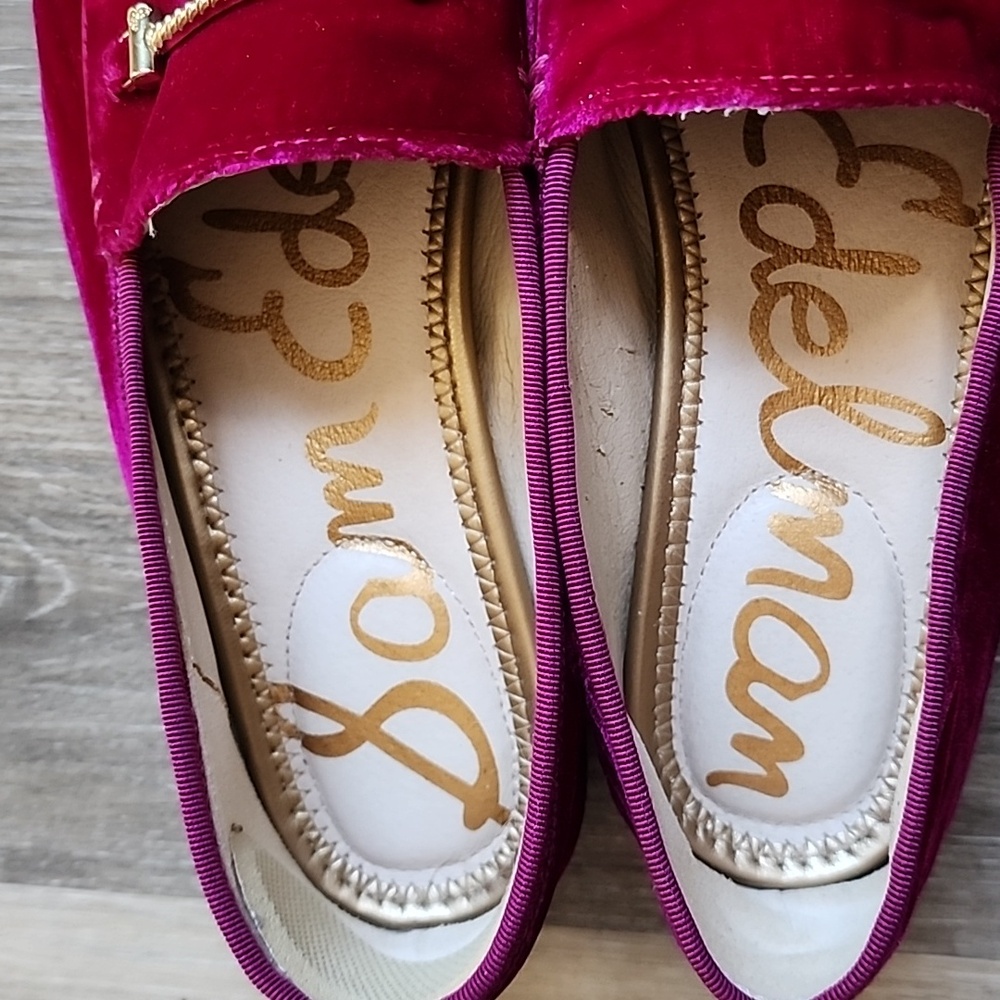 Sam Edelman Raspberry Velvet Loafers - Picture 5 of 12